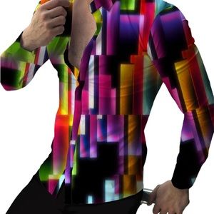 Men’s Cotton, Bamboo, and Microfiber Single Breasted 3-D Printed Club Shirt